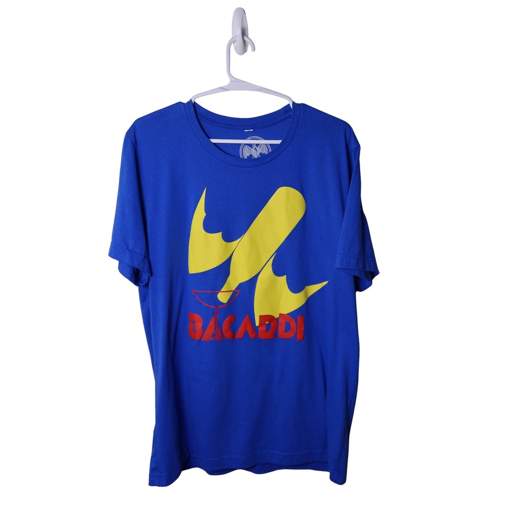 Bacardi Rum Graphic T-Shirt Mens Large Blue Short Sleeve Crewneck Logo Tee